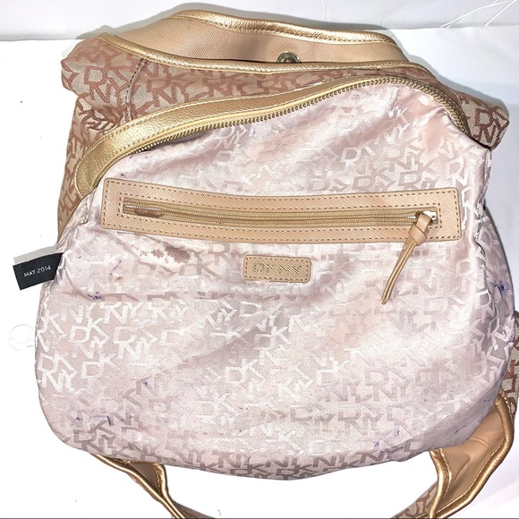 DONNA KARAN NEW YORK Satchel Chino Logo Gold Bag - Picture 10 of 13